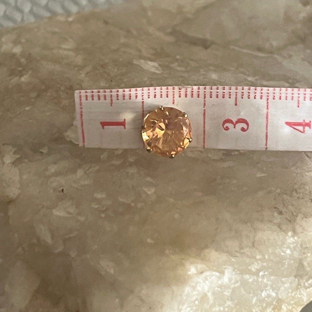 Genuine Citrine Crystal Gemstone Round Cut 7mm Stud Earrings Gold Setting -New - Picture 7 of 15